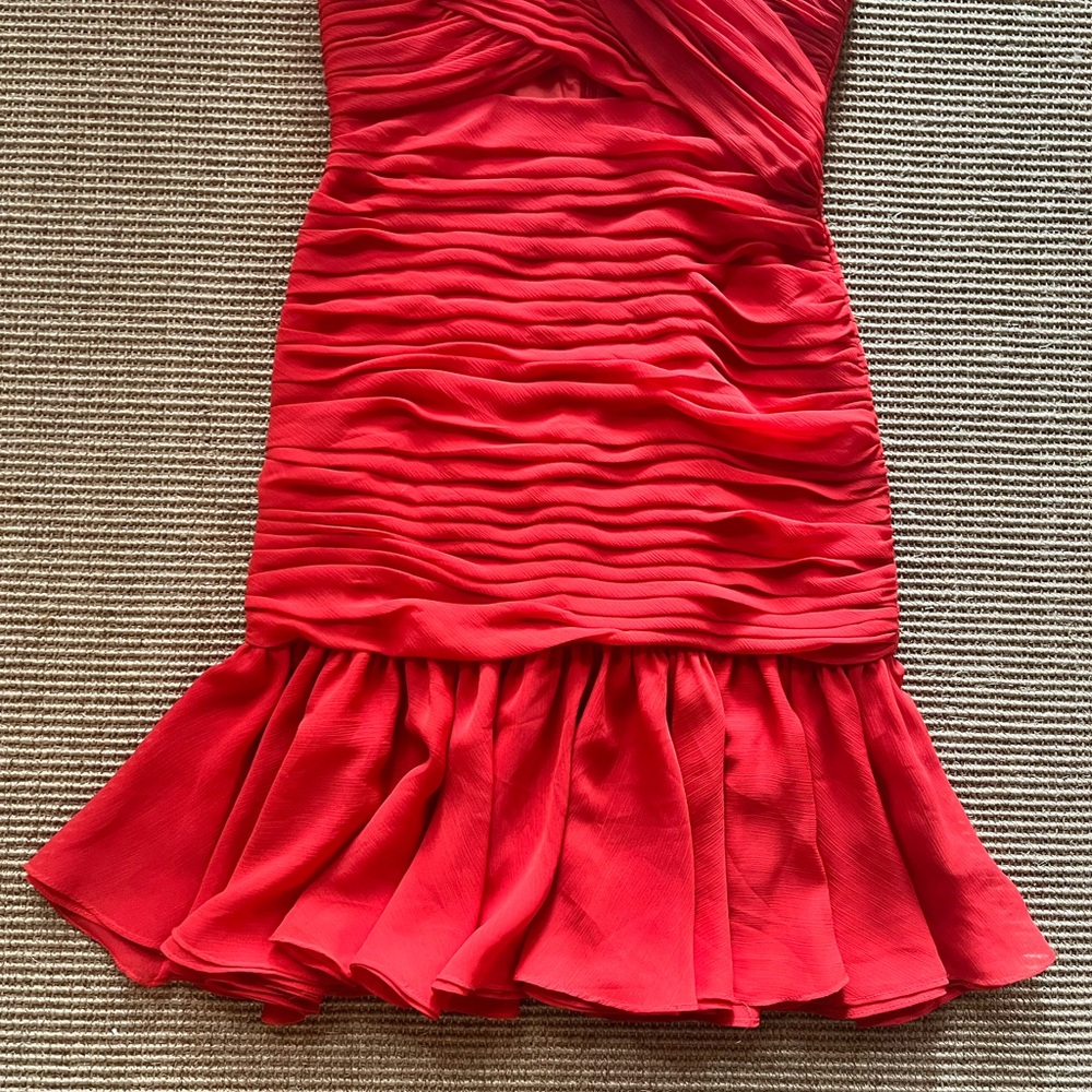 Jill Stuart Red One-Shoulder Ruched Cutout Dress - Picture 11 of 14